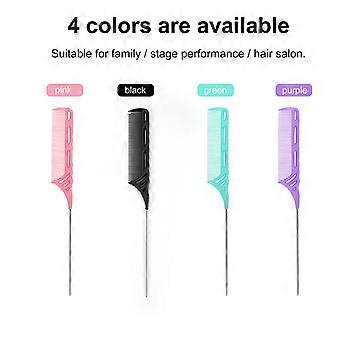 Steel needle tail comb with holes, hair styling comb, anti-static color: black
