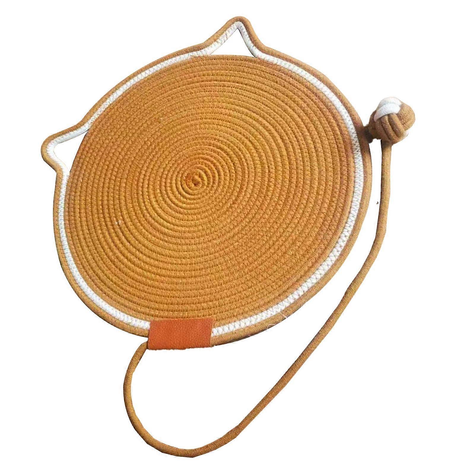 Cat Scratcher Matt ScratchResistant HandWoven Cotton Wire Cat Pad Cartoon Comfortable for Indoor Use (Coffee)