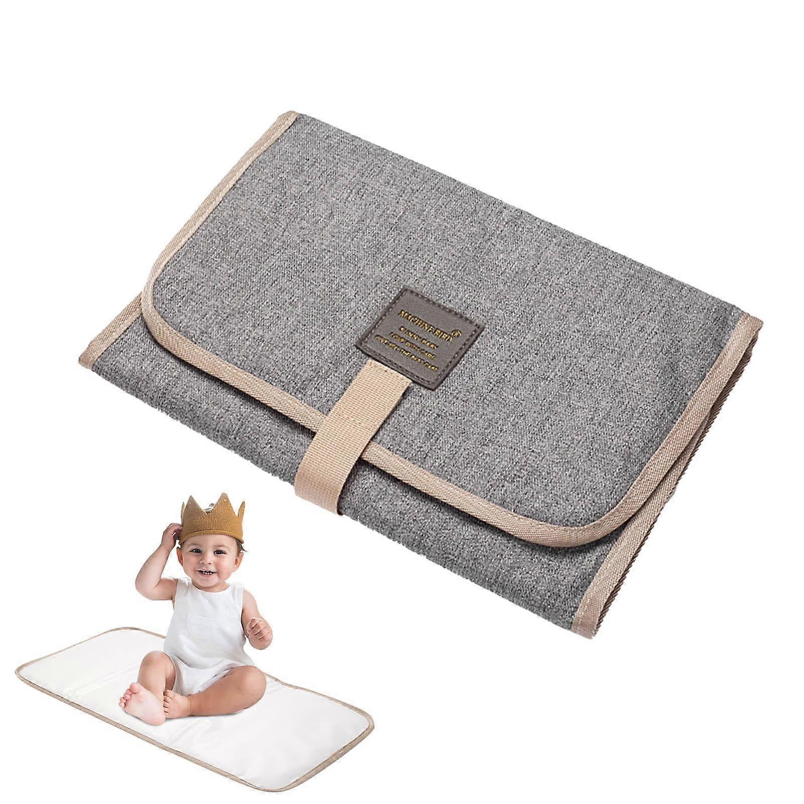 Changing Mat Foldable Travel Changing Pad Portable Baby Change Mat Waterproof Grey Polyester 31x21x1 cm