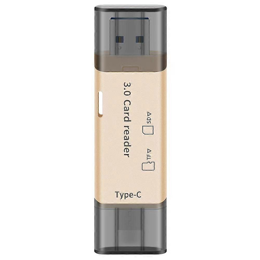 A1  New USB3.0 Type-C card reader SD/TF card dual-head multi-function two-in-one card reader gold