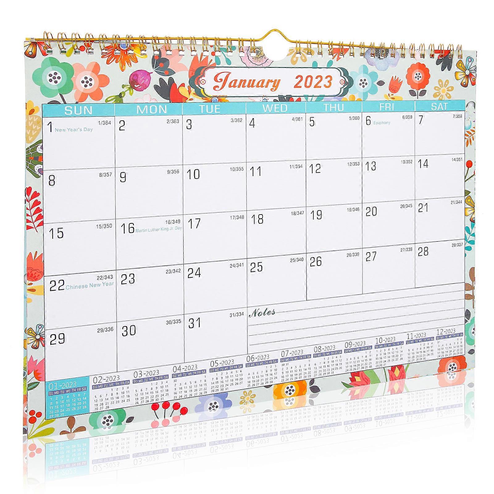 Table Calendar Wall Calendar Simple Design Home Use Office Supply Premium Paper Note-taking Holiday Reminder 2023 1Set
