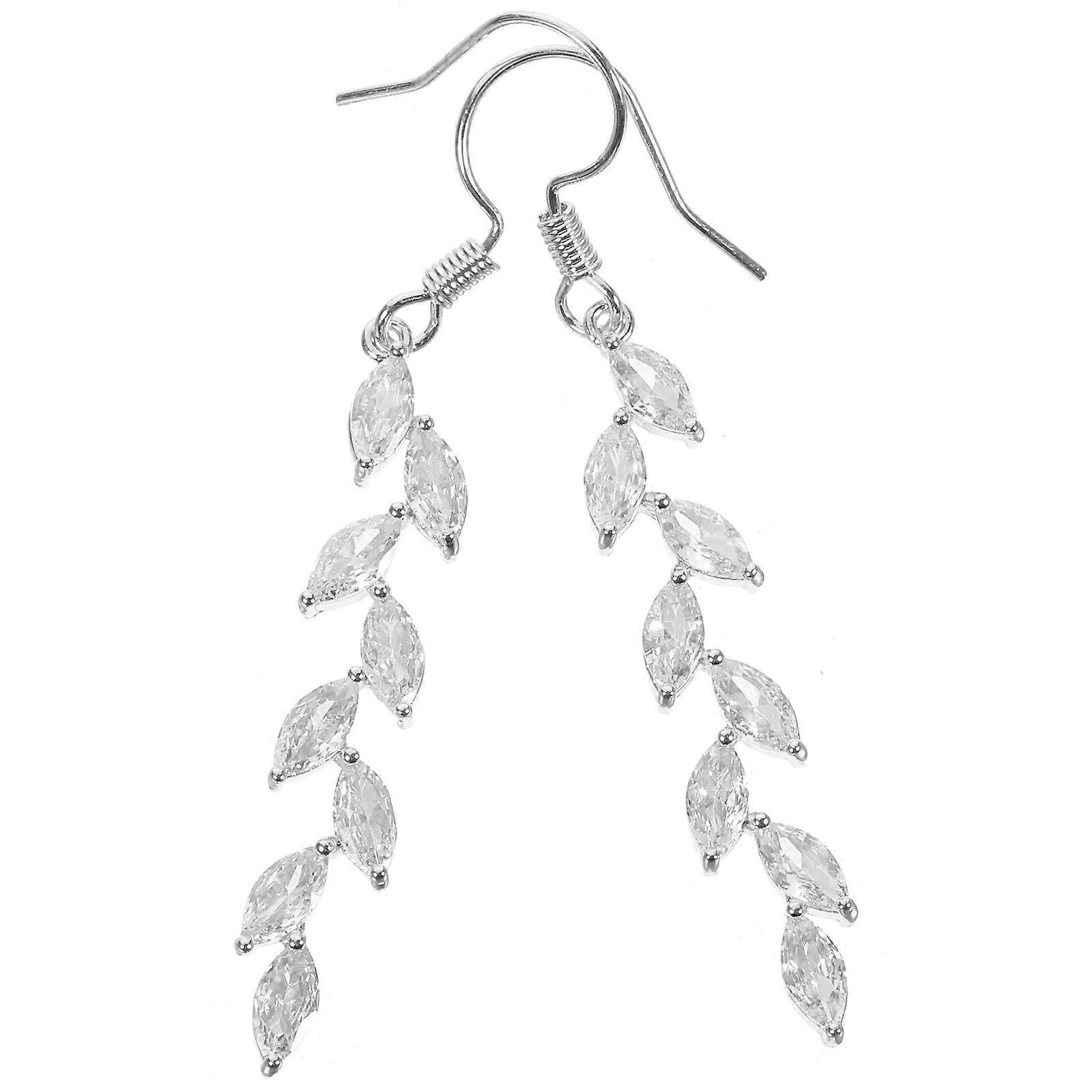 1 Pair of Women's Tassel Dangle Earrings with Zircons for Bridal Use