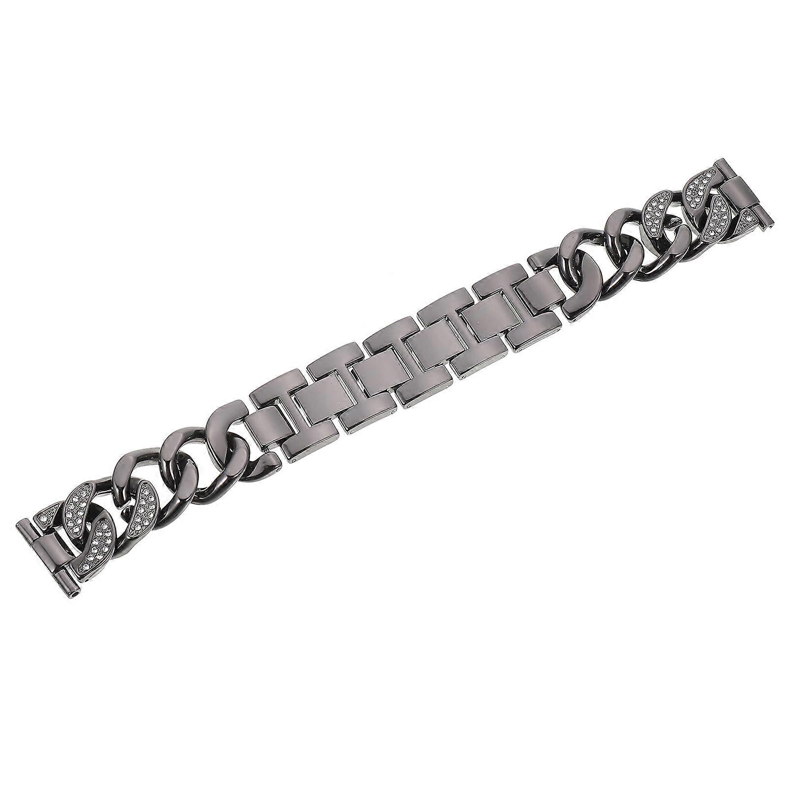 Black Alloy and Rhinestone Watchband with Comfortable Craftsmanship for Watch Suitable for Women