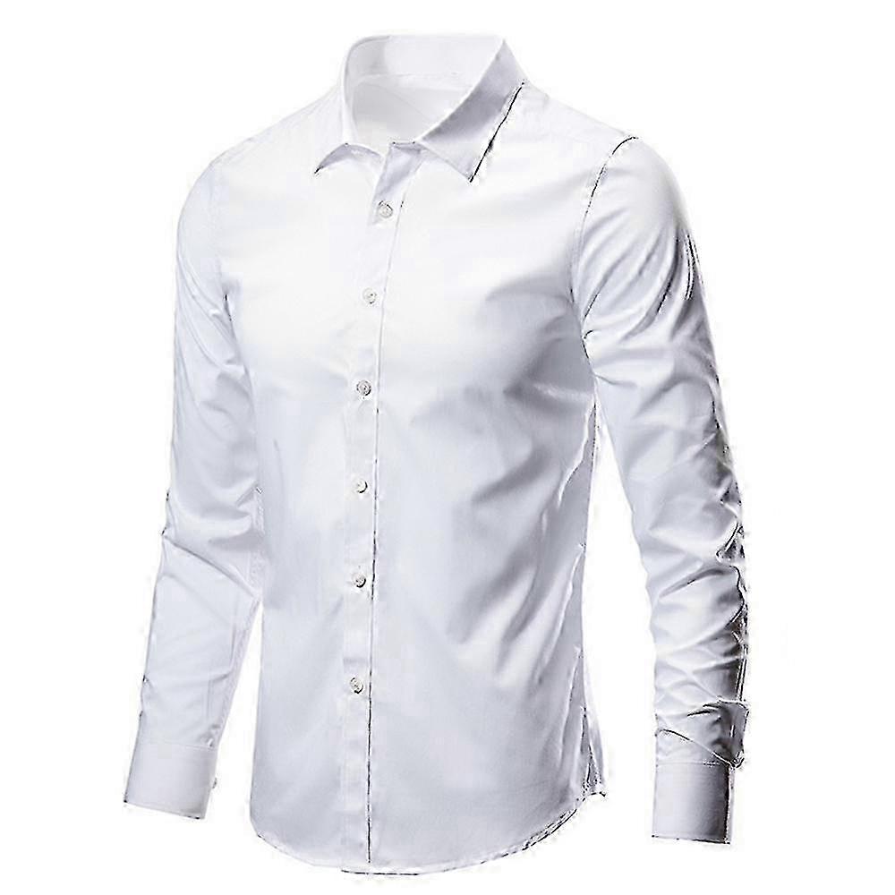 Mens Formal Business Casual Long Sleeve Solid Button - Down Shirt
