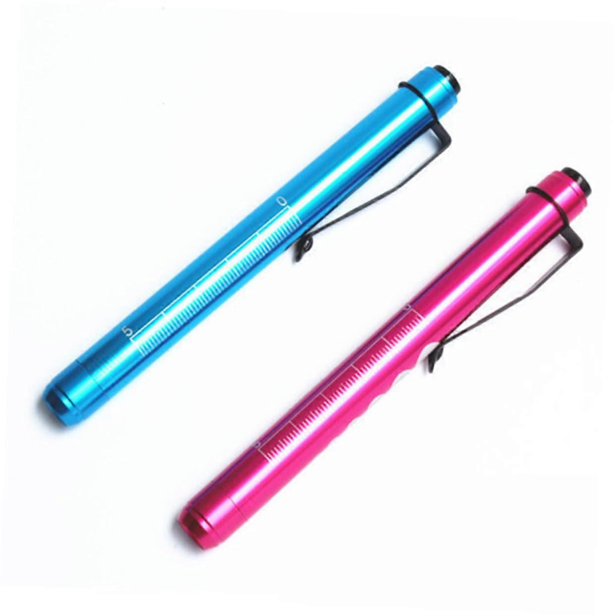 Oral Inspection Light Rechargeable LED Pen Light with Pupil Gauge, Mini Size, Pack of 2, Portable and Lightweight
