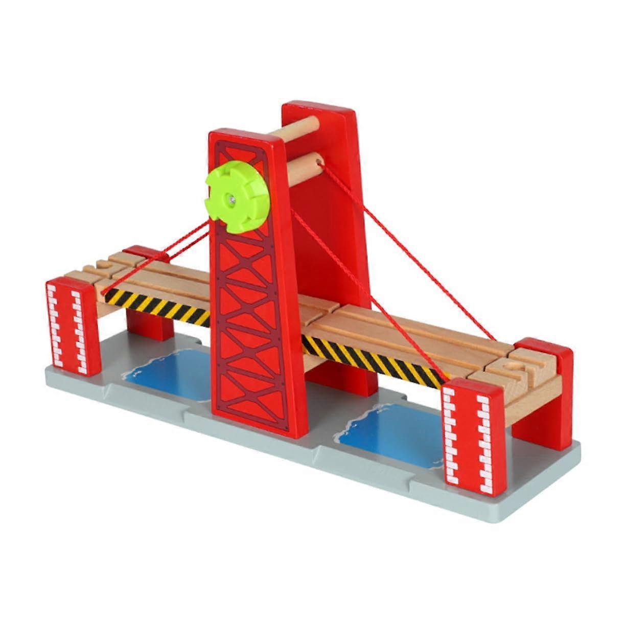 Wooden Train Track Bridge Set - Bullit Train Toy, Compatible with Wooden Railway Systems, Red Color, Durable Design