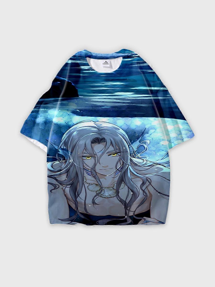 T-shirt round neck Role Pattern loose short sleeve E2251