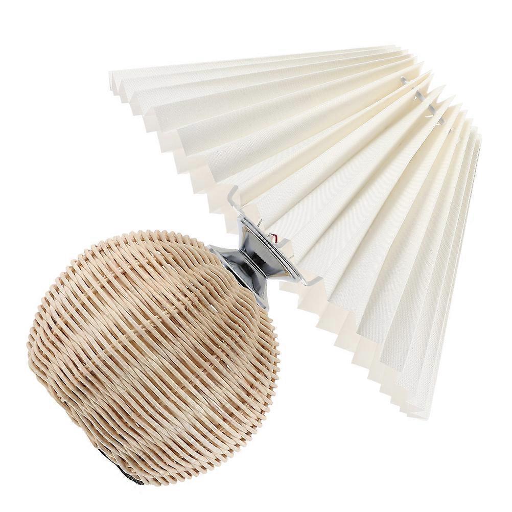 Pleated Lampshade Table Lamp with USB Port for Bedroom Living Room Home Use Light Yellow Linen 16.5 Inches