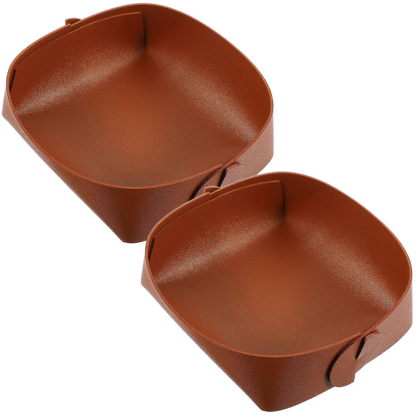 Brown Storage Tray for Office Use 2Pcs Multi-Purpose Trays