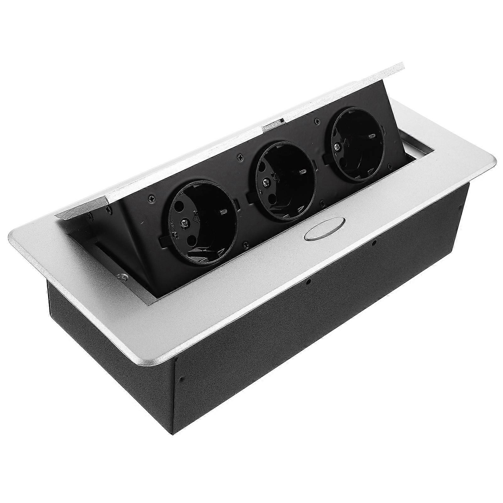 Circle Popup Socket for Meeting Room with Damped Spring Black Plastic 45 Slowly