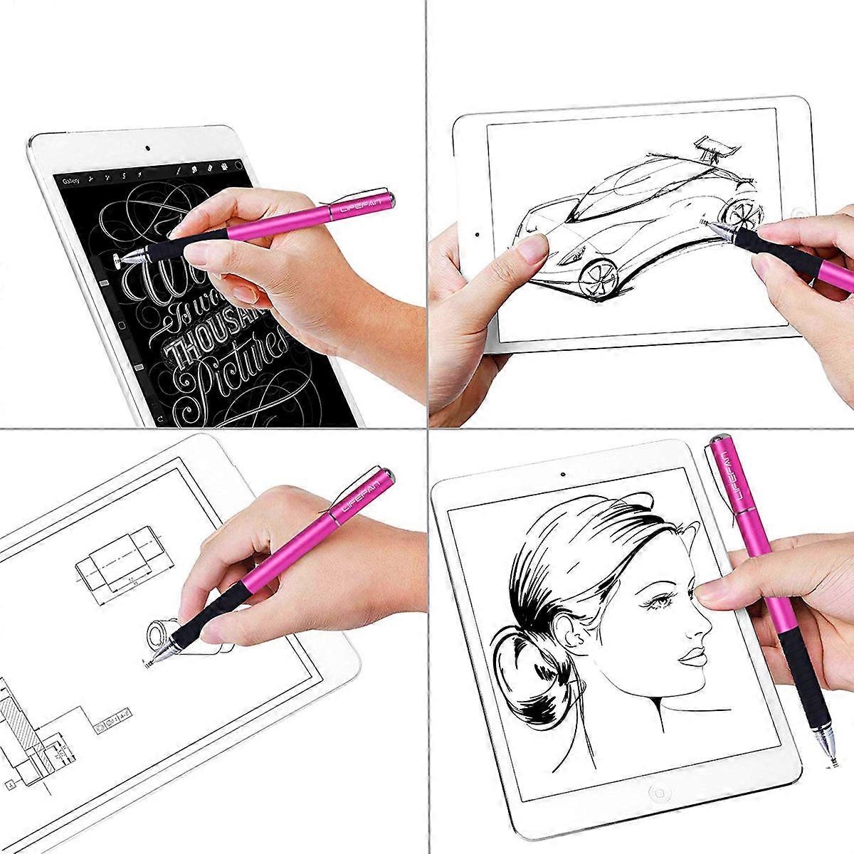5Pcs Capacitive Stylus Set Ideal For Touchscreen Use Featuring 2-In-1 Design Perfect For Tablet Smartphone Pink