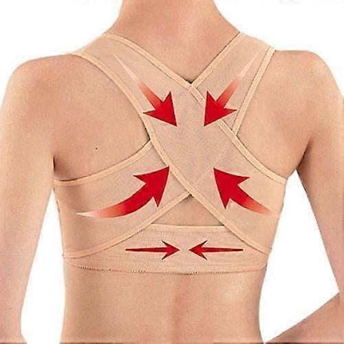 Posture Corrector for Women - Orthopedic Back Support Belt, Adjustable Size, Beige, Ideal for Spine Alignment and Shoulder Support