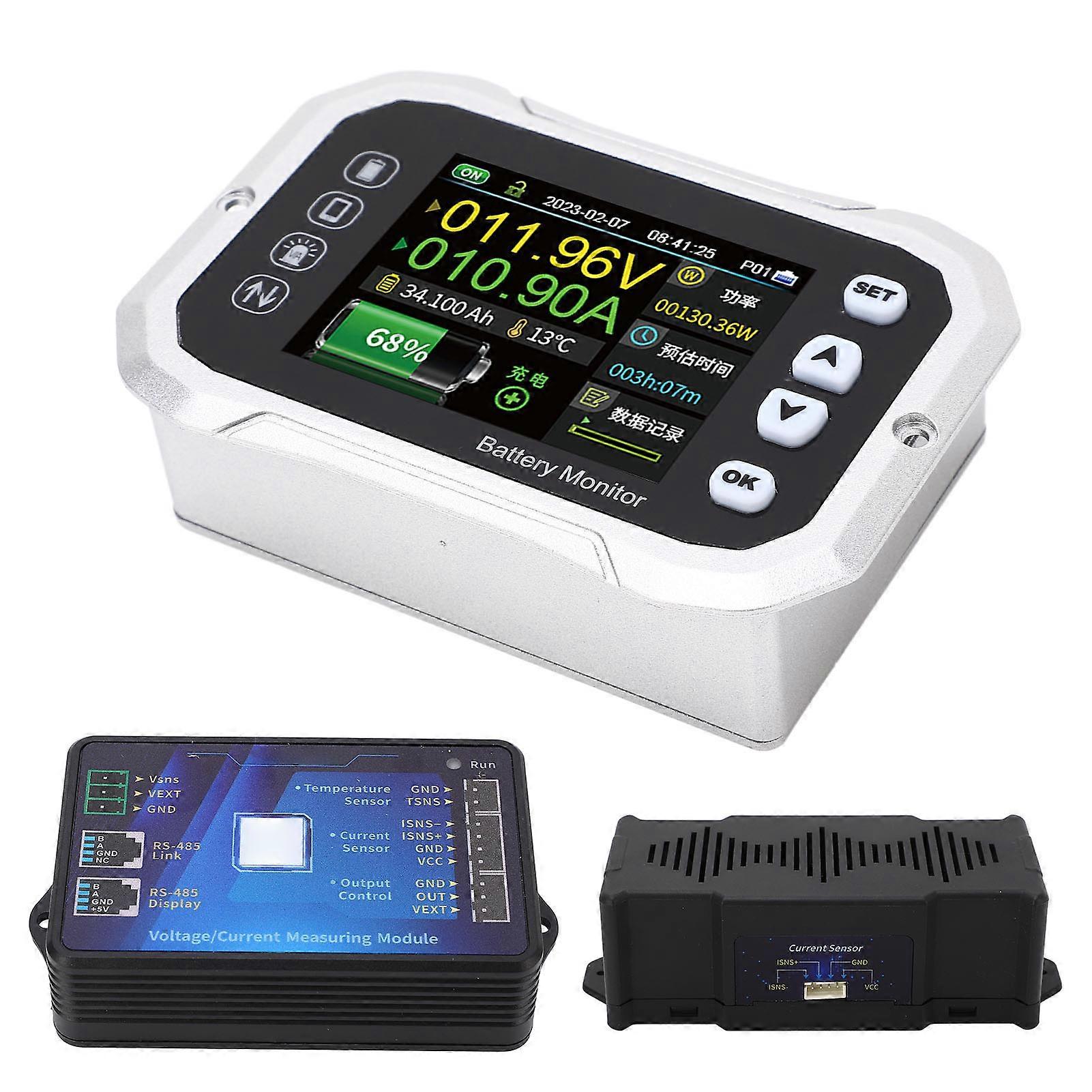 Smart Battery Monitor with Shunt RV Voltmeter Tester High Low Voltage Programmable Alarm 400A 0V‑120V