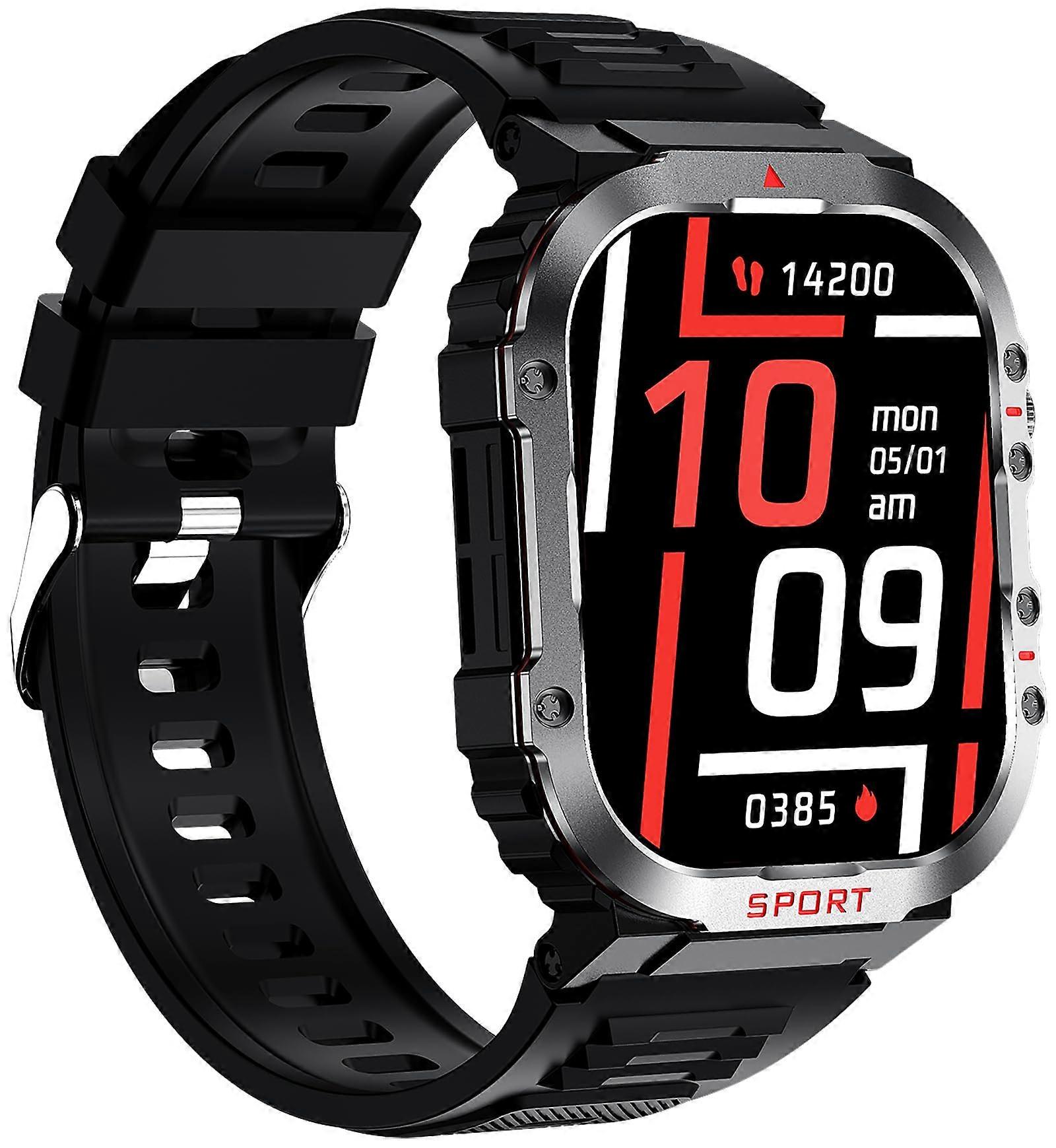 Military Smartwatch with Compass for Men - 2.01 Inch Sports Watch with Phone Function, LED Torch, Sleep Monitor for Android iOS