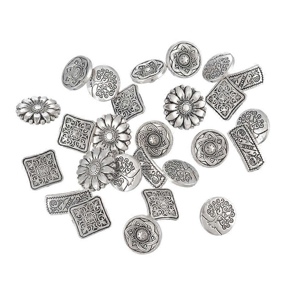 50Pcs Round And Square Vintage Flower Buttons Suitable For Pants And Clothes Perfect For DIY Enthusiasts Creative Sewing Projects