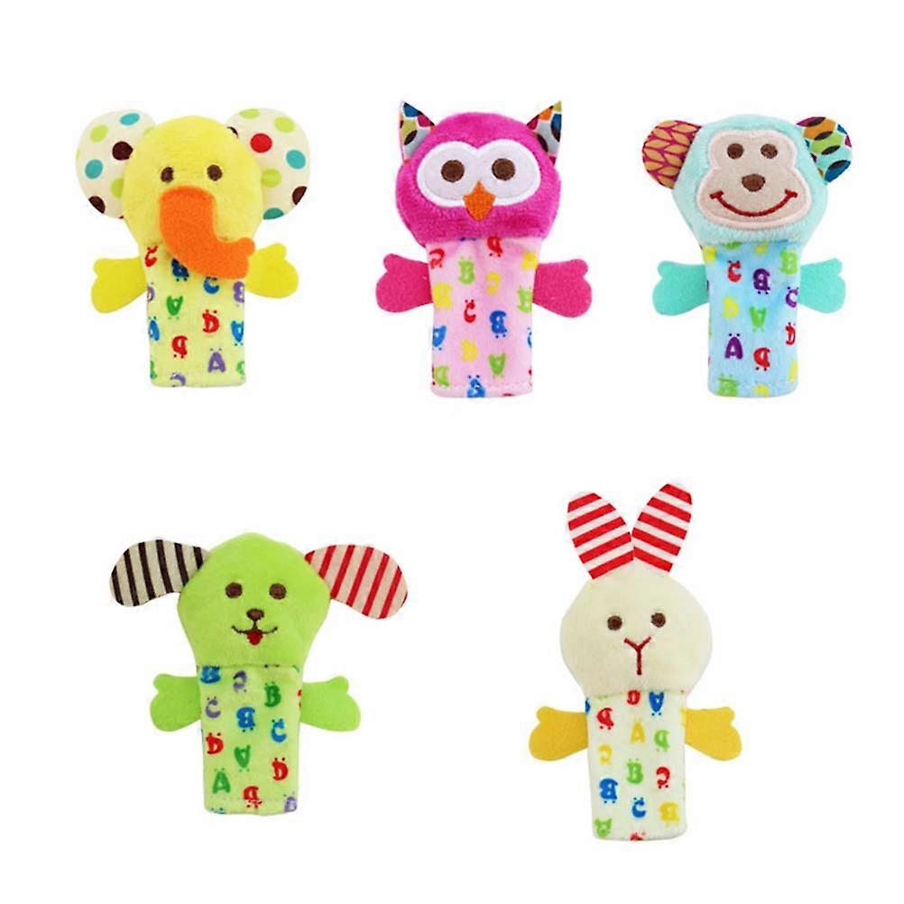 5pcs Assorted Color Plush Animal Finger Puppets for Kids Playing and Story Telling 3 inches