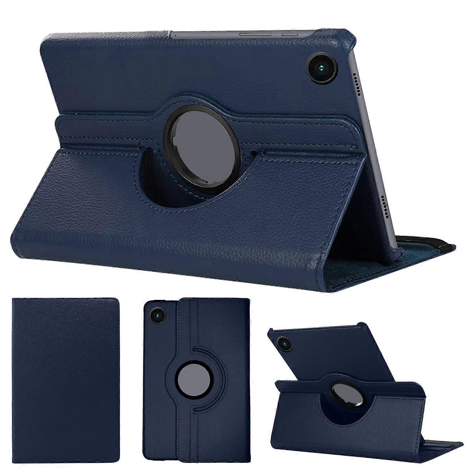 Compatible with Samsung Galaxy Tab A9 Plus, Leather Case, 360° Rotatable, Stand, Dark Blue