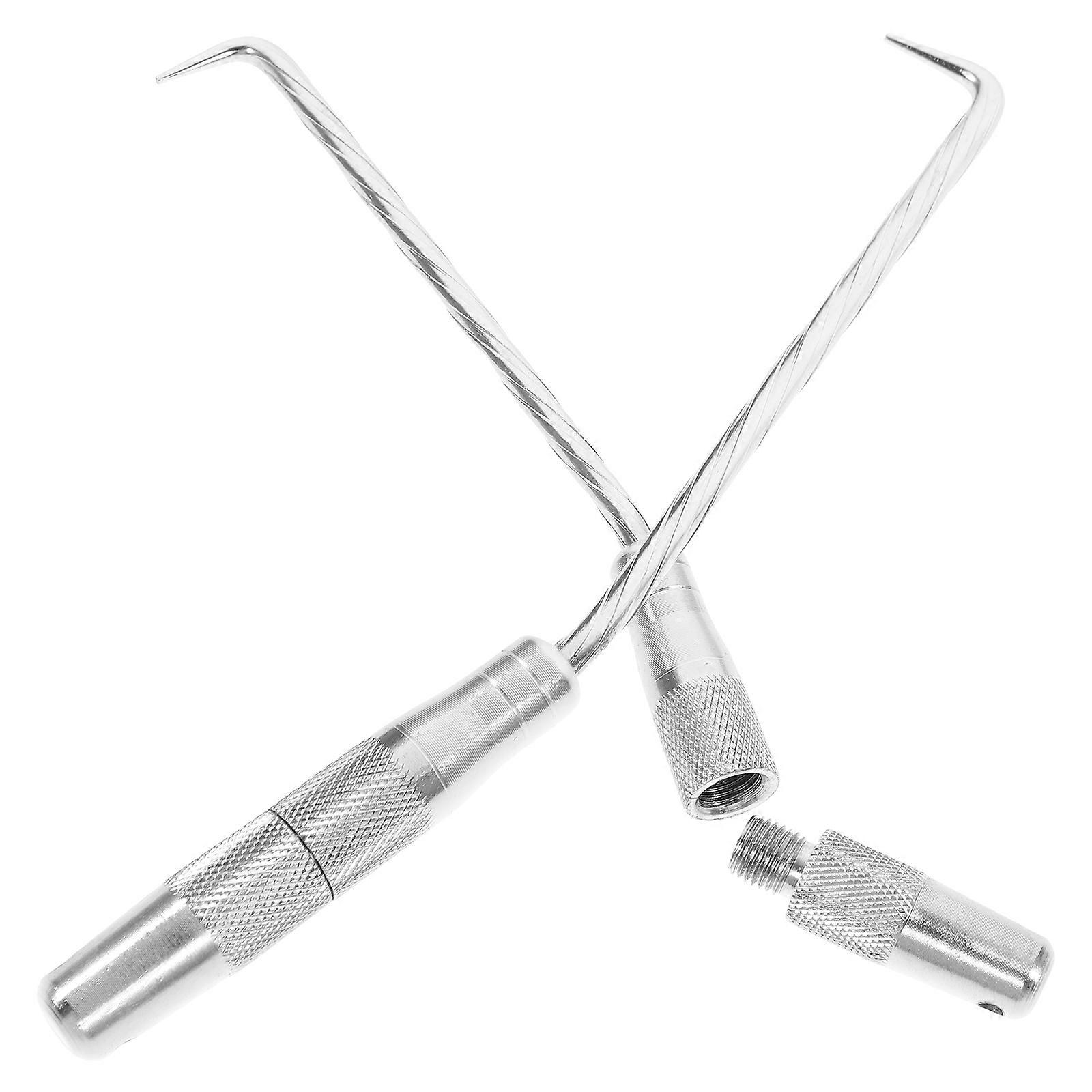 Stainless Steel Hook Set 2Pcs Rebar Tie Wire Hooks For Construction Sites Tying Steel Bars 10.61X0.71X0.71In Non-Slip Handle