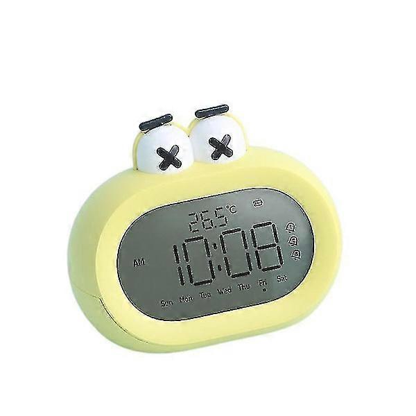 Digital Alarm Clock with Indoor Temperature, Battery Powered, 12/24 Hour Display for Bedroom Yellow