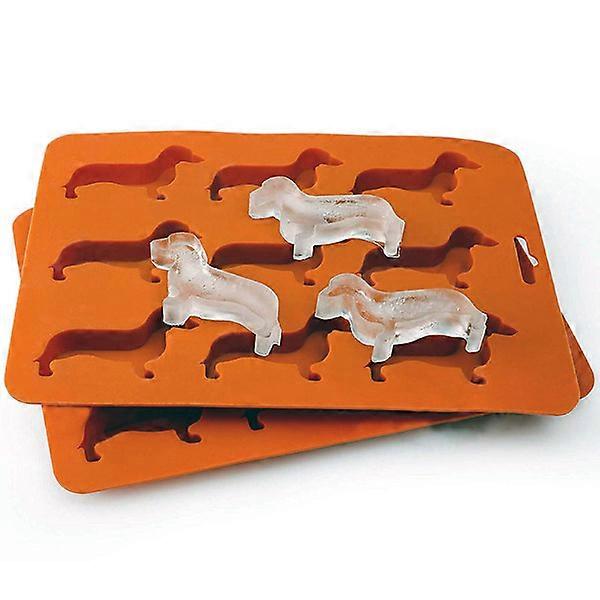 Dachshund-shaped silicone molds for ice cubes and tray