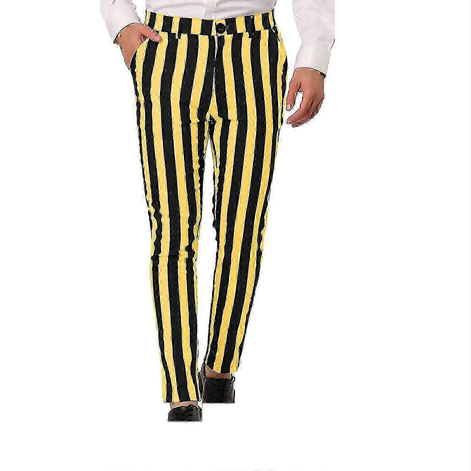 Casual Striped Trousers for Men with Pocket Features