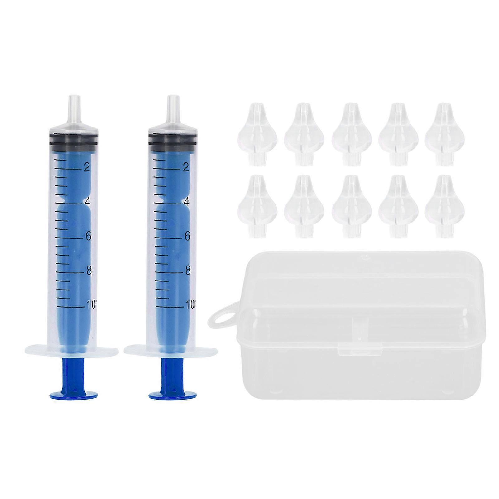 2 Pcs 10ML Baby Nasal Irrigator Portable Children Infants Special Rhinitis Nasal Irrigator Aspirator with 10 Silicone Heads Blue