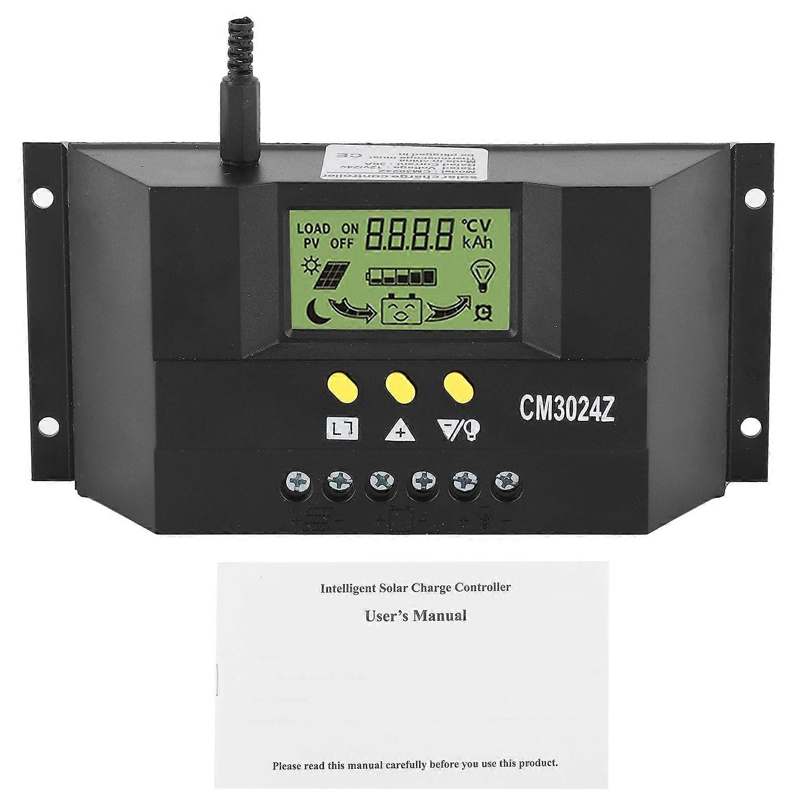 LCD solar charge controller 12V 24V 30A PWM regulator