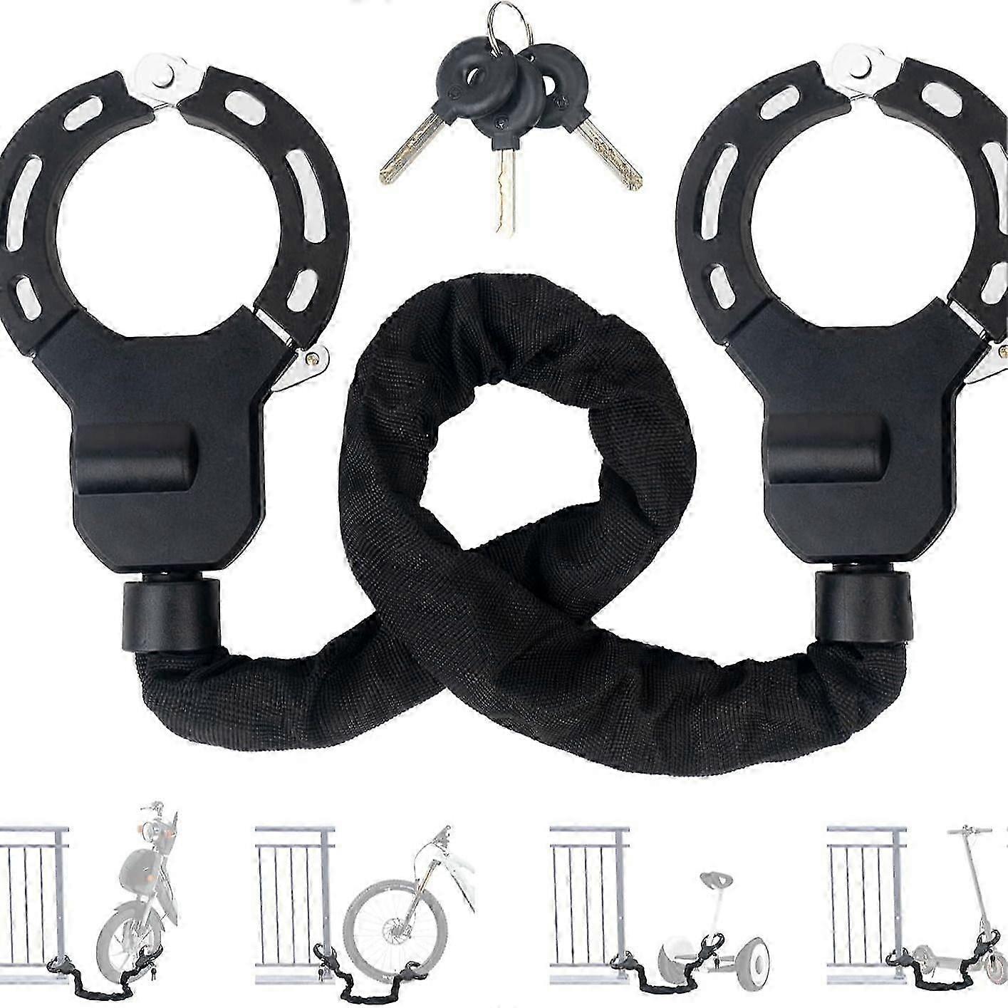 E Scooter Lock, Handcuff Lock with Key, Lock for E Scooter with Rubber Lock Sleeve, Bicycle Lock High Security, 90 cm, Ideal for E Scooters, Bicycles,