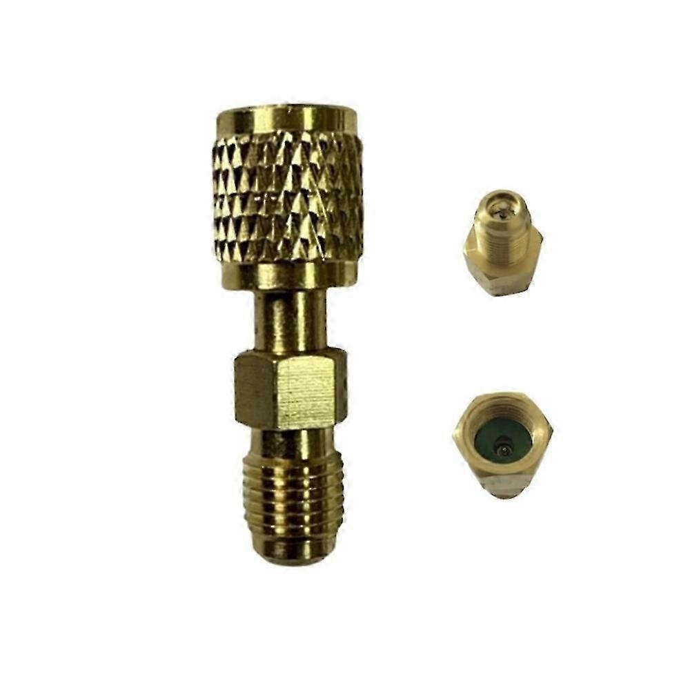 Brass Adapter for AC Refrigeration, 1/4" Female to 1/4" Male Reverse Thread, Compatible with R32 and R454B Refrigerants