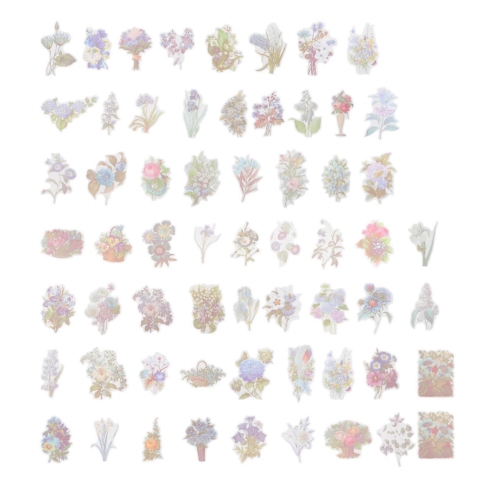 DIY Stickers Decorative 60Pack Flower Stickers For Notebook Photo Album Craft Projects Retro Design