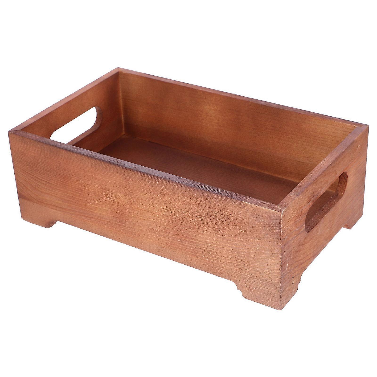 Wooden Storage Box for Desktop Organization with Multifunctional Design Brown Wood