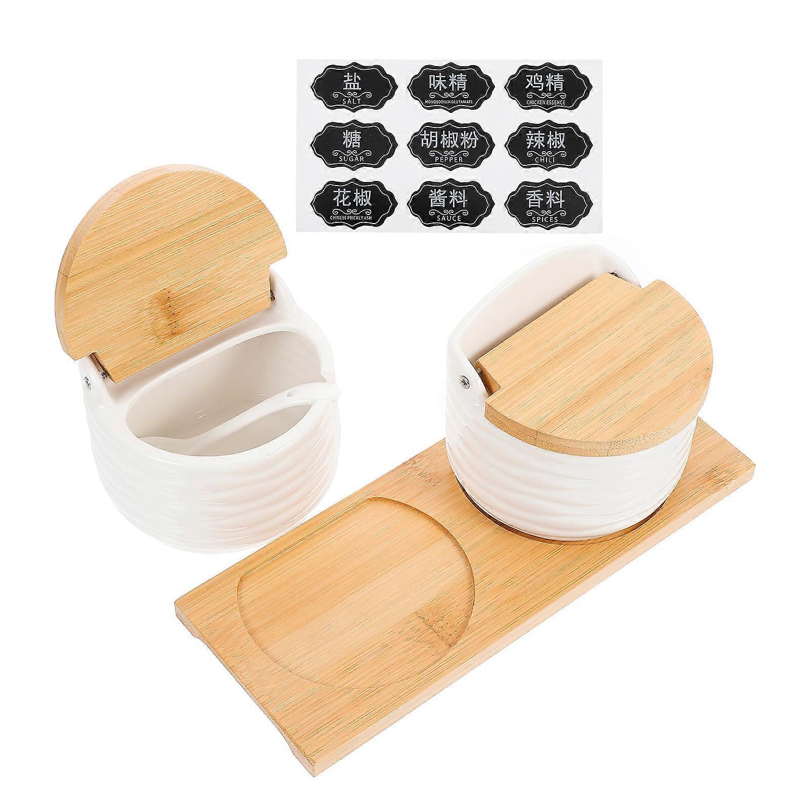 1 Set Ceramic Spice Jars Seasoning Pots Salt Pepper Storage Containers