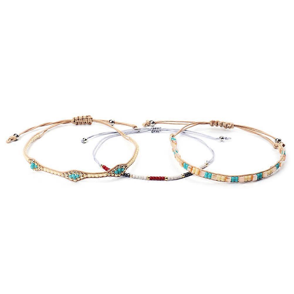 Handmade Beaded Bracelets Set for Women in Assorted Colors 3pcs Set Great