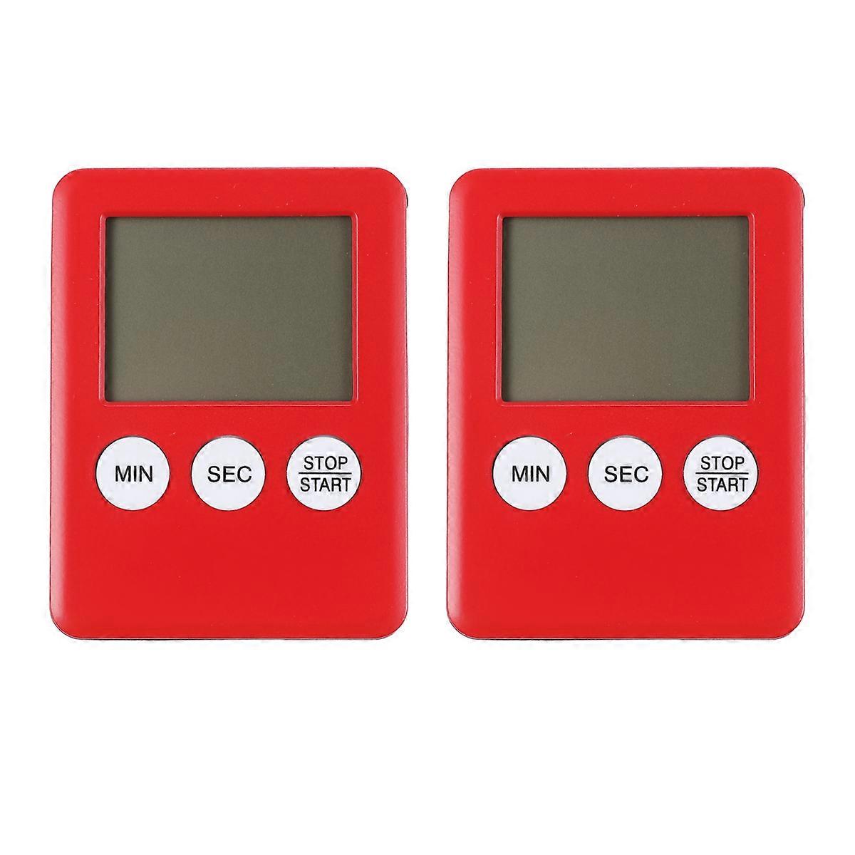 Baking Timer 2 Set Simplicity Design Countdown Timer For Kitchen Use Rectangular Red Powered