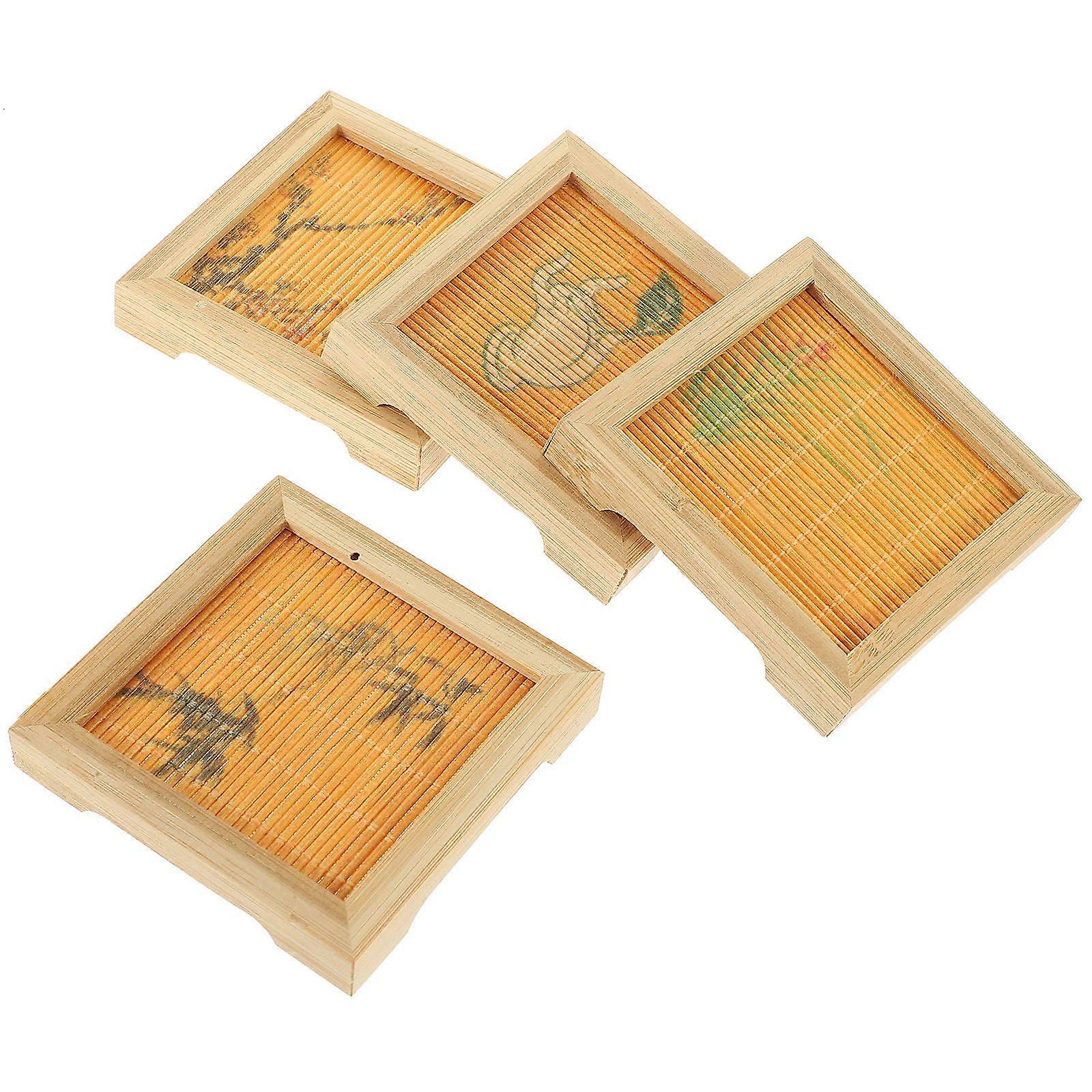 Bamboo Coasters for Kitchen Use Assorted Color Sturdy and Easy to Clean Match Various Cups 4 Pieces