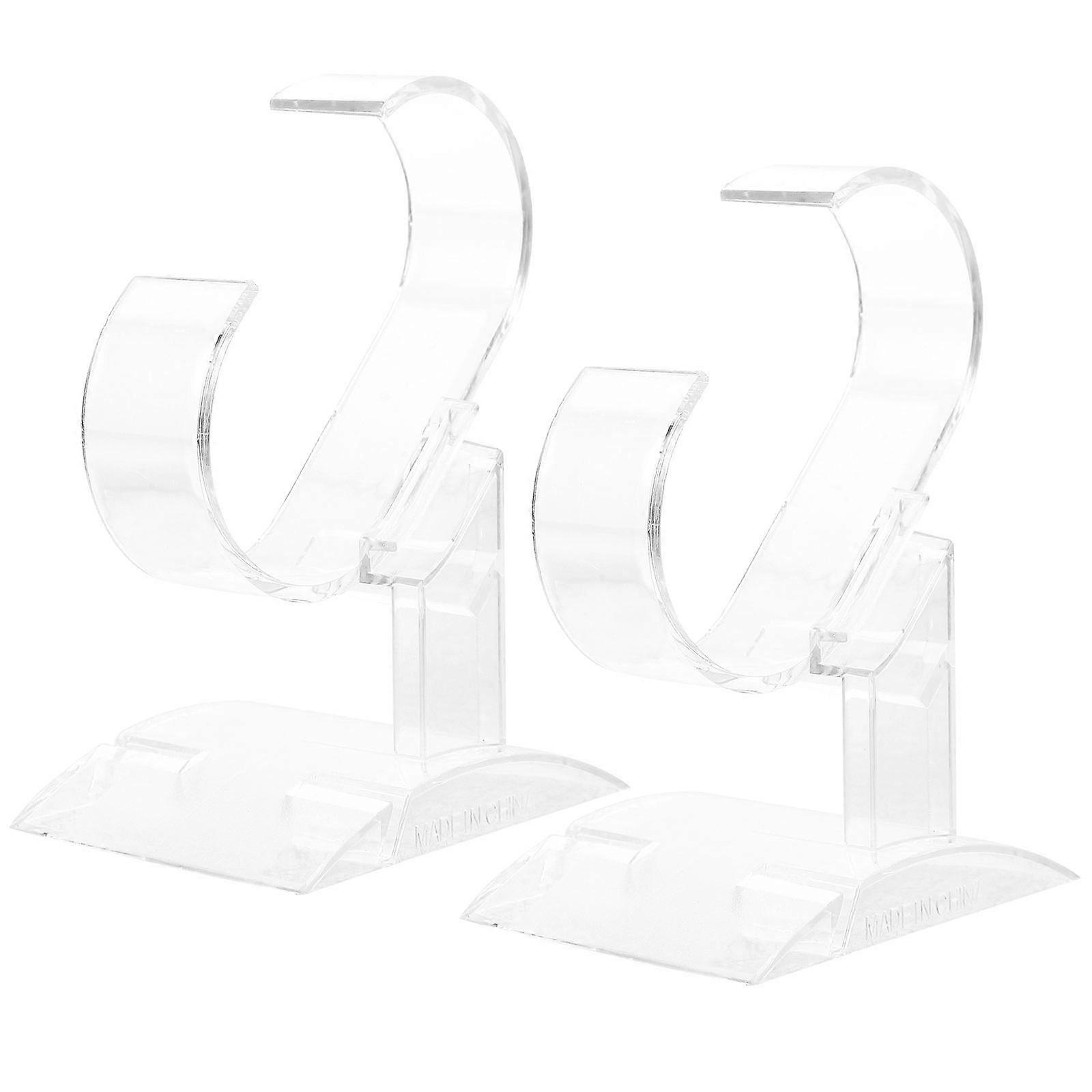 C-Shape Clear Acrylic Watch Display Stand For Home Office Supermarket Display Window Scratch Proof 2 Pcs