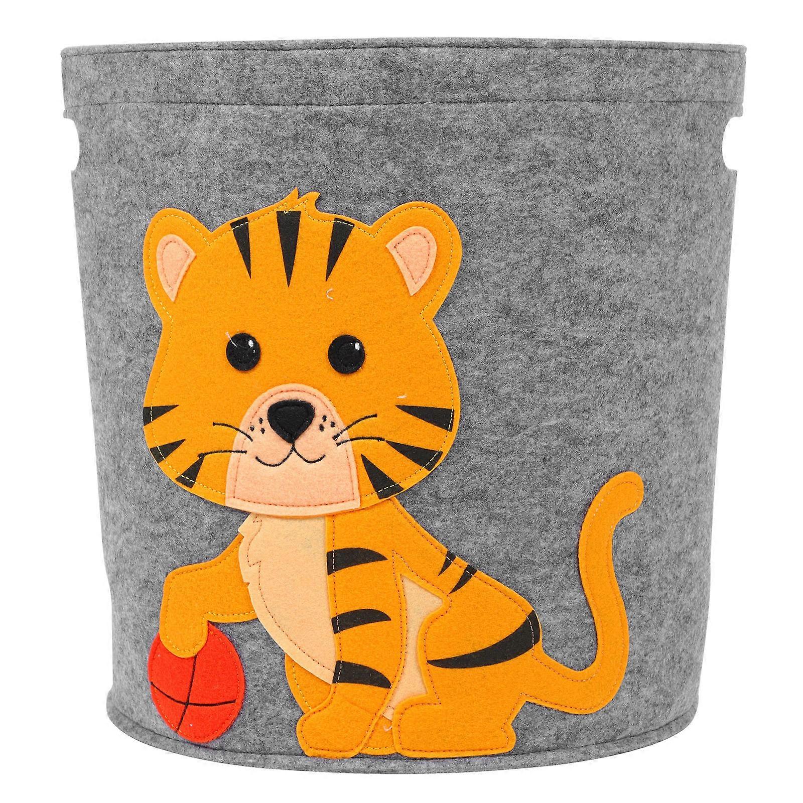 フェルト収納バケツラウンド家庭用収納バスケットホームオーガナイゼーションダークグレー円形おもちゃ収納バケット1個