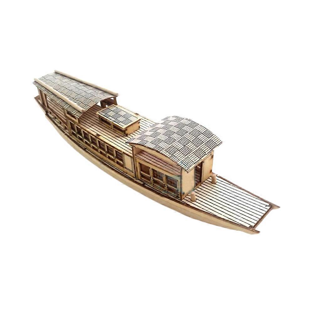 装飾用木製ボートモデルDIY組み立てボートおもちゃ教育小道具