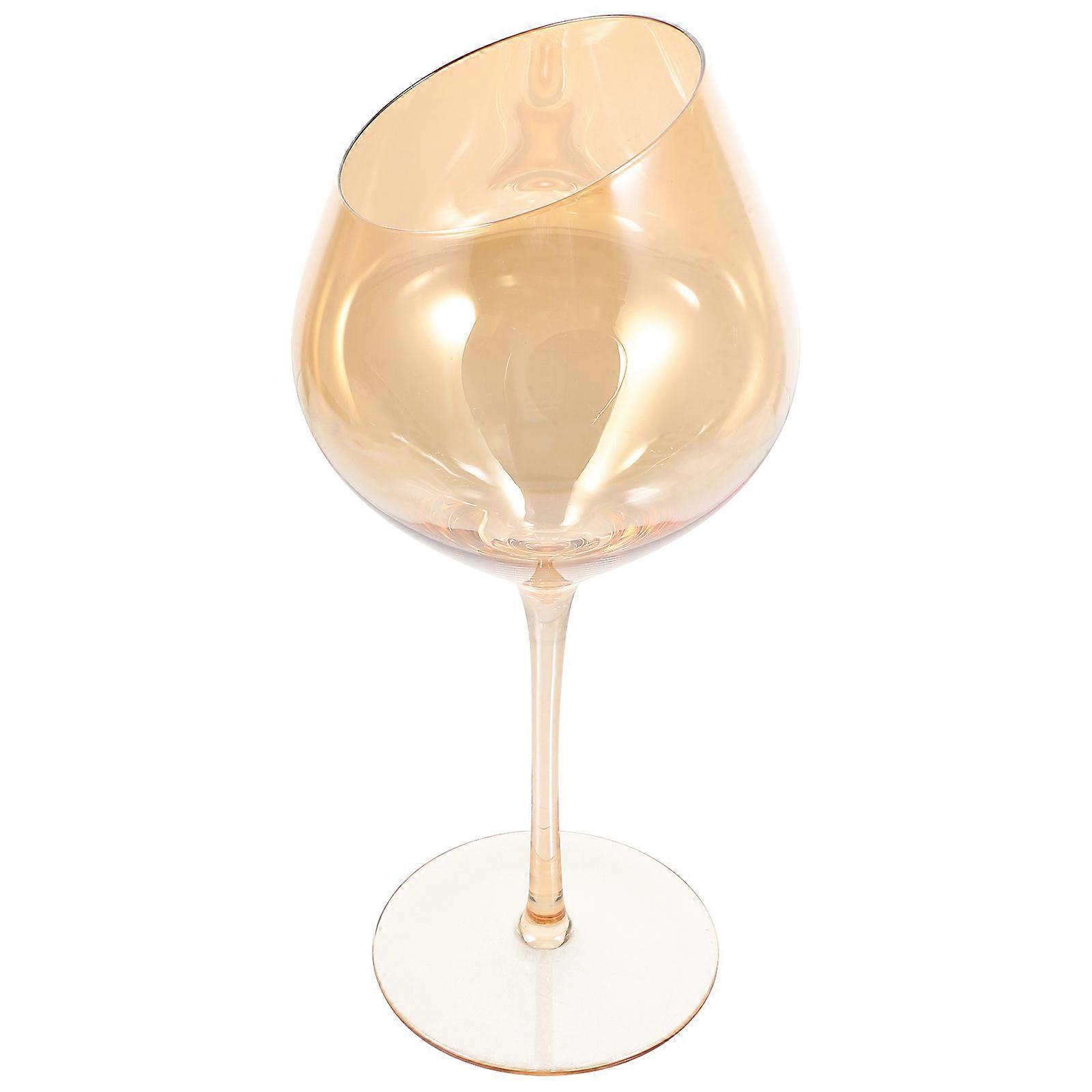 Here's a refined product description for your **Elegant Glass Goblet with Slanted Cut Design**:
### **Elegant Glass Goblet – Slanted Cut Design**