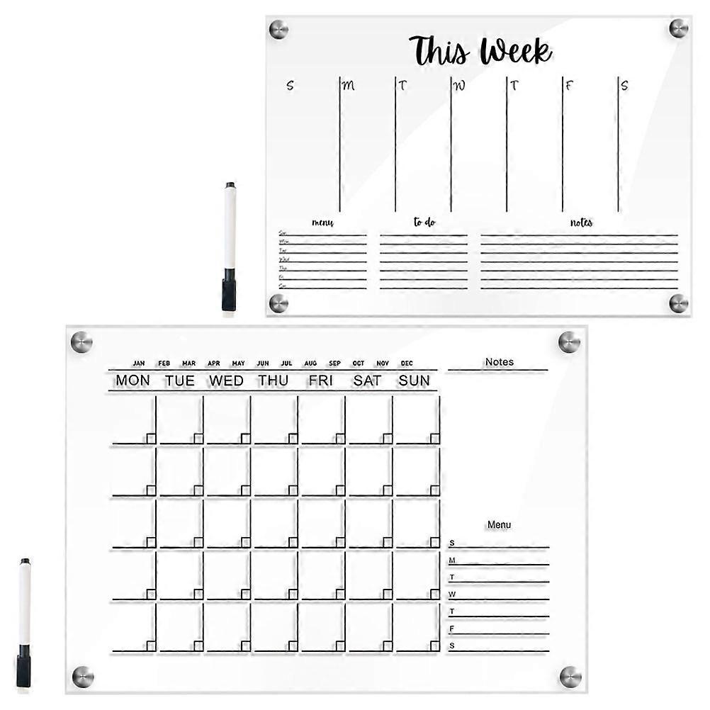 Memo Boards Rectangular Acrylic 40x29.7cm Simple Design Leaving Messages Wall Hanging 2 Sets For Home Use