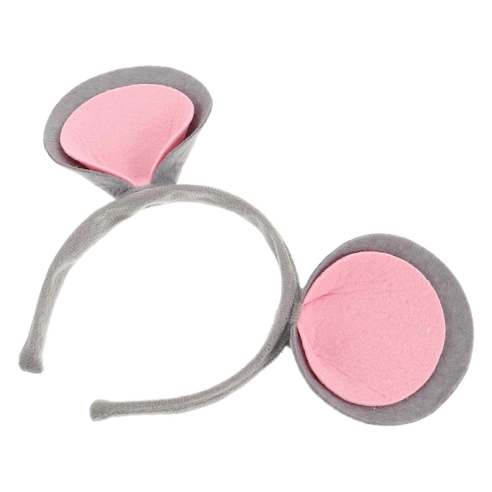 Light Grey Animal Ears Headband for Party Decor Made of Soft Nonwoven and Plastic One Size