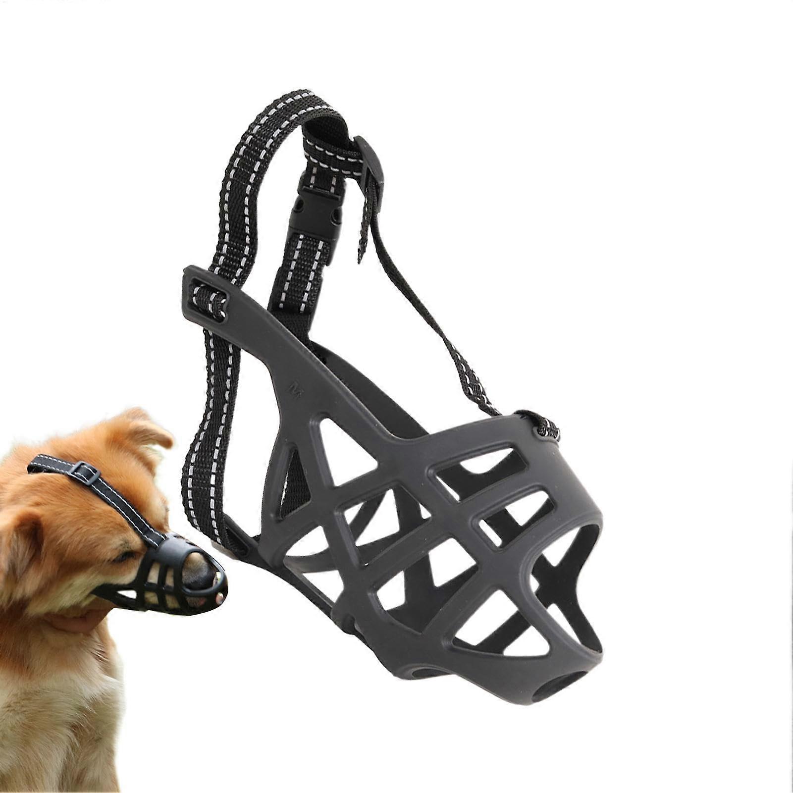 Dog training muzzle, soft adjustable mouth guard, cagestyle cover for small, medium, large dogs M antipicking