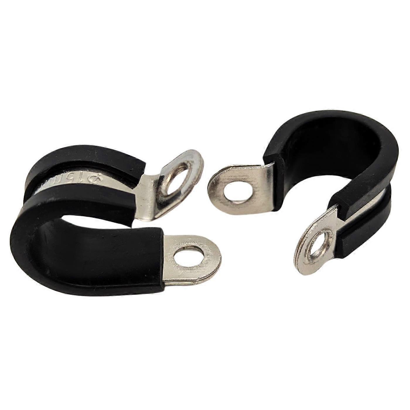 5 x 15 mm Stainless Steel V2A Pipe Clamps with Rubber Insert, Hose and Cable Mounting Clamps for Screwing