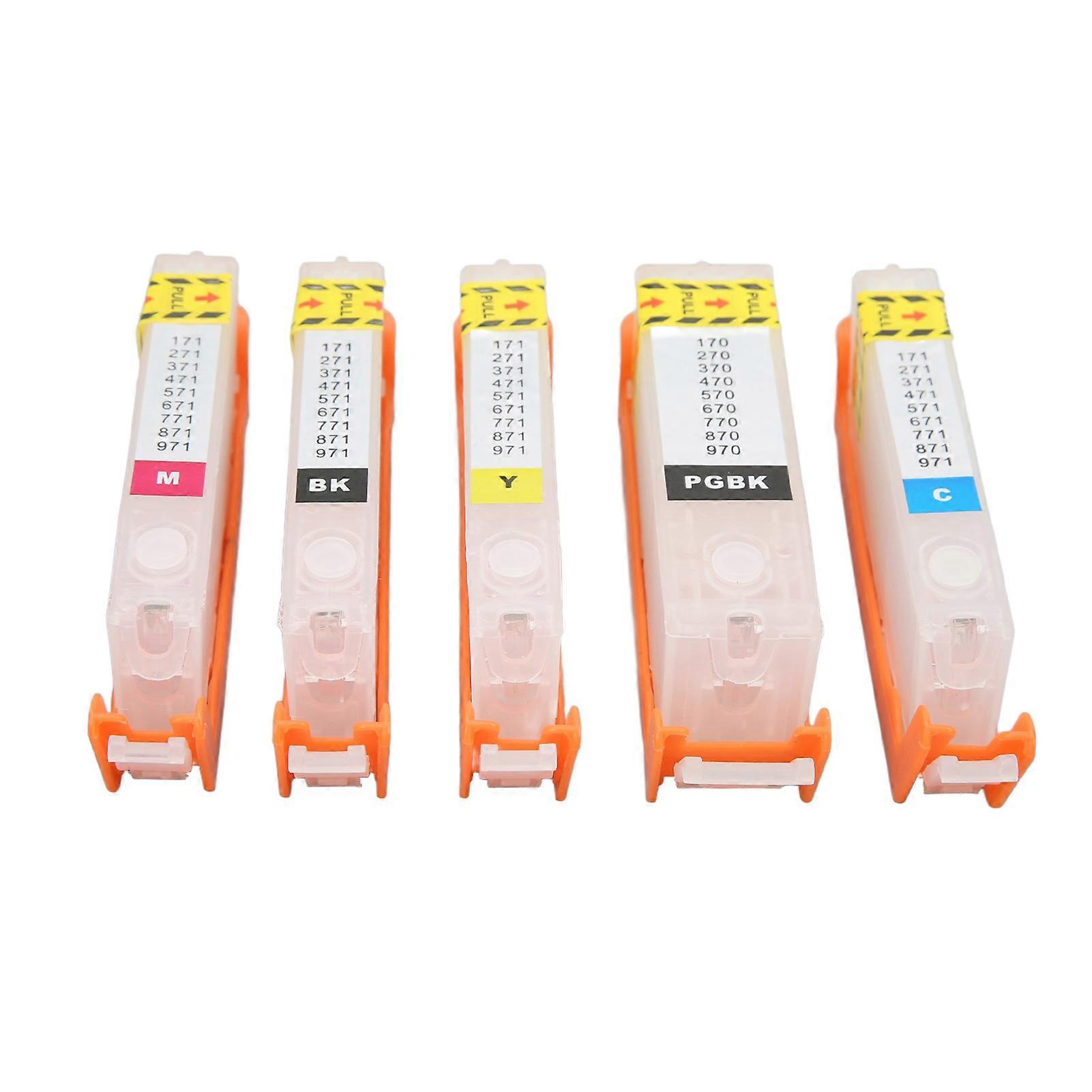 5Pcs Ink Cartridge PGBK BK C M Y 5 Colors Smoothly Output Reusable Printing Ink Cartridge 670 671 