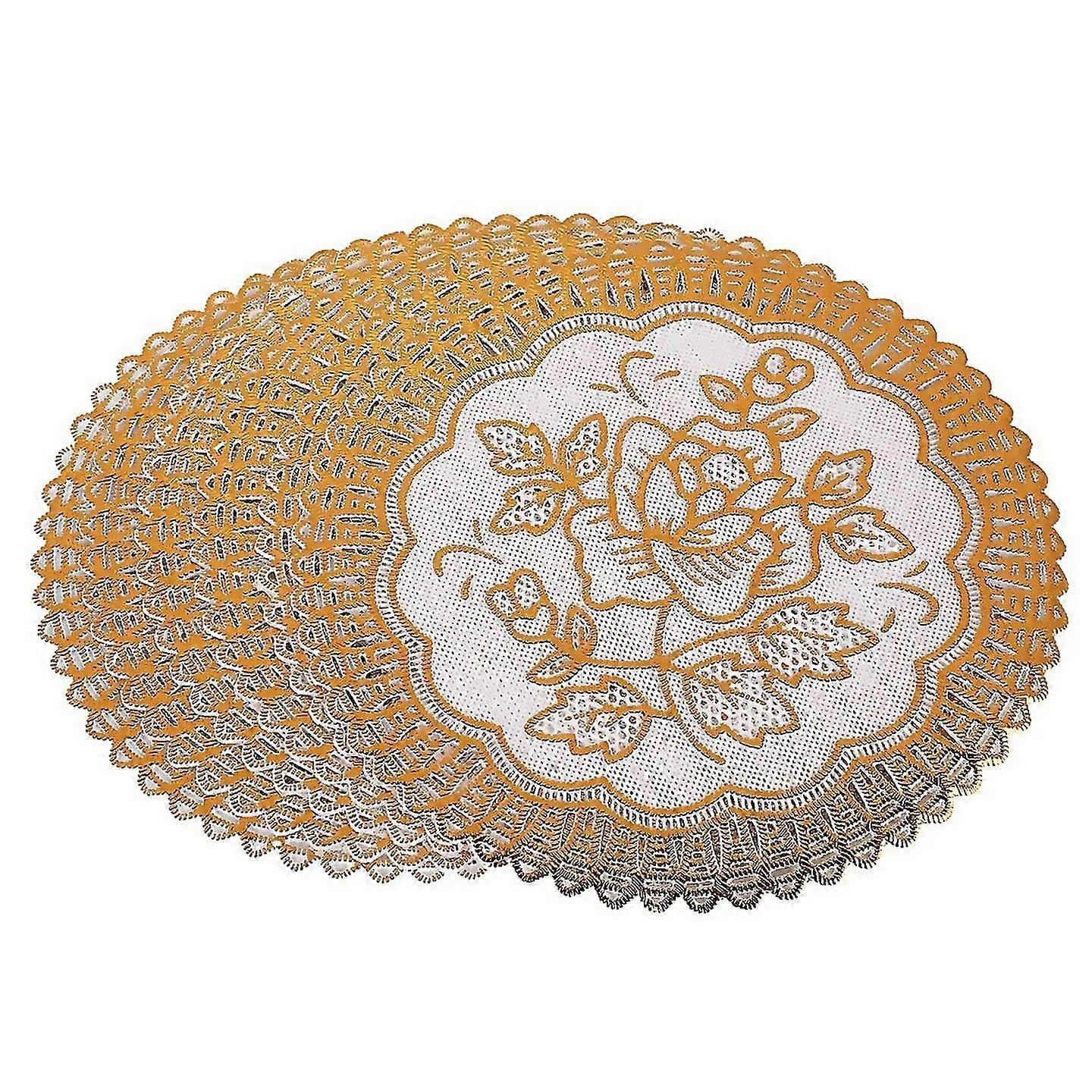For 6 Exquisite Goldtone Flower Dinning Table Coasters Set