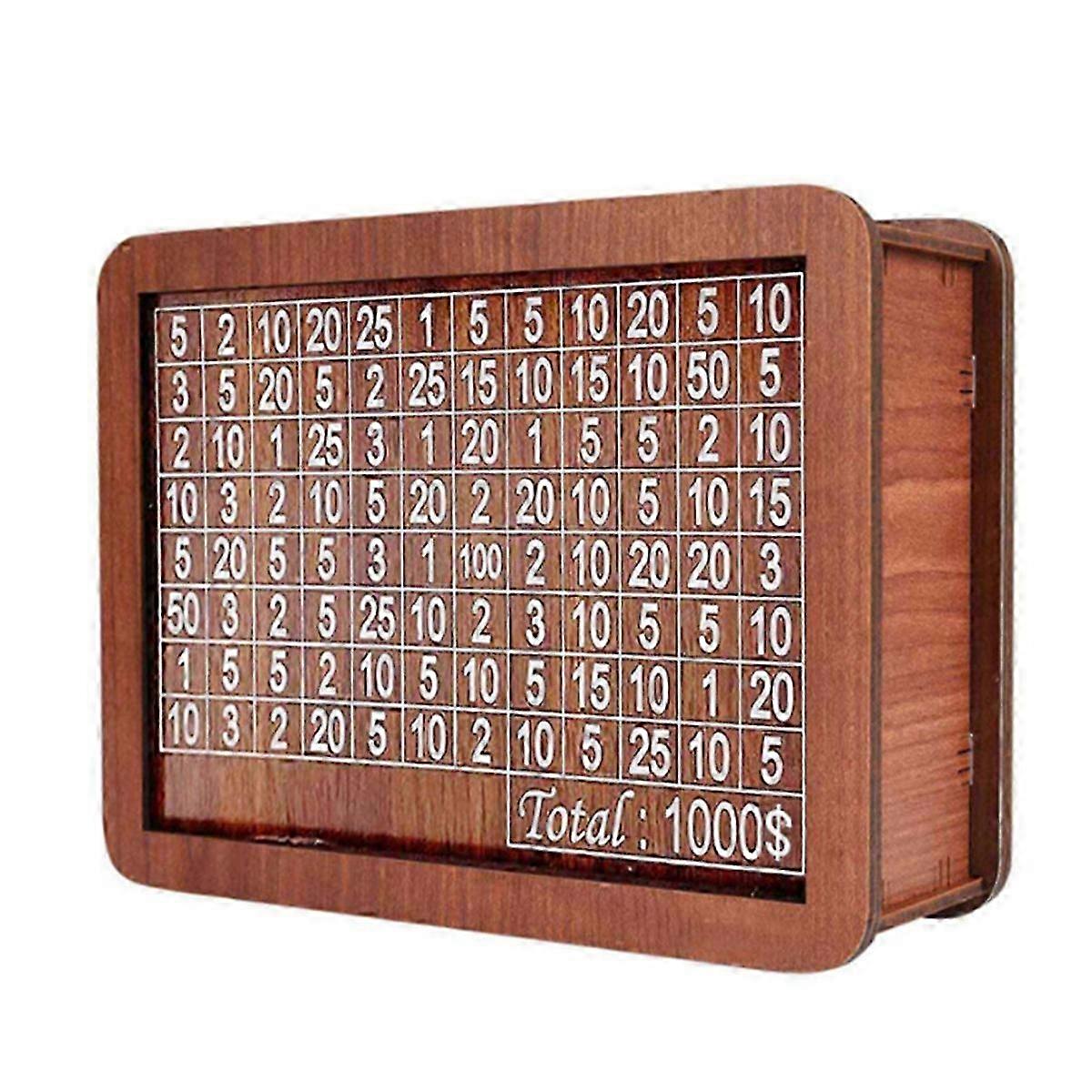 Reusable Wooden Money Box with Counter for Adults and Kids