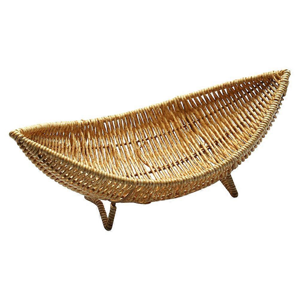 Woven Ship Shaped Basket Fruit Serving Tray Fruit Basket Vegetable Basket Egg Basket for Kitchen