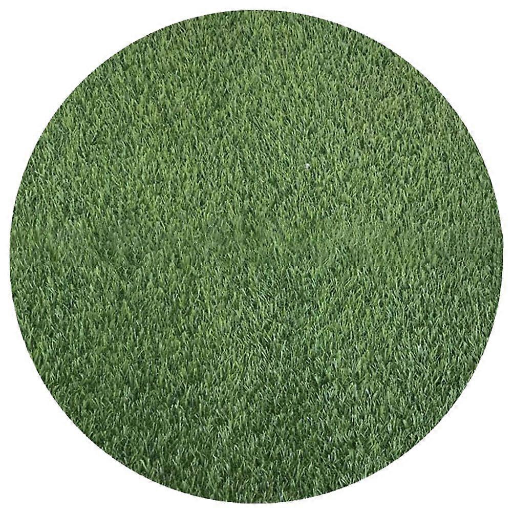 Artificial Grass Mat Green Fake Grass Turf Tile Placemat Round Fake Grass Pad Multi-Use Grass Mat