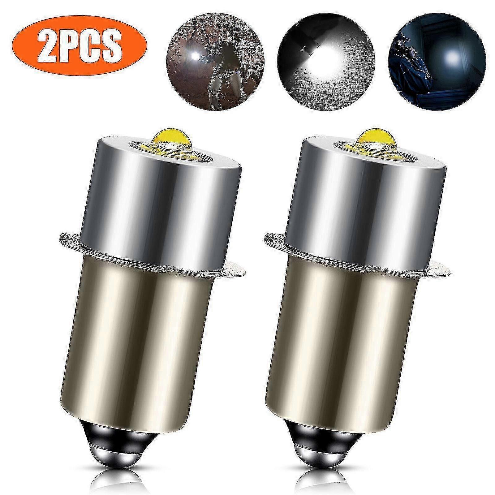 2PCS P13.5S 6500K White LED Upgrade Bulbs 3W Compatible with DC6V - 24V Maglite Cell Flashlight Edition 0927