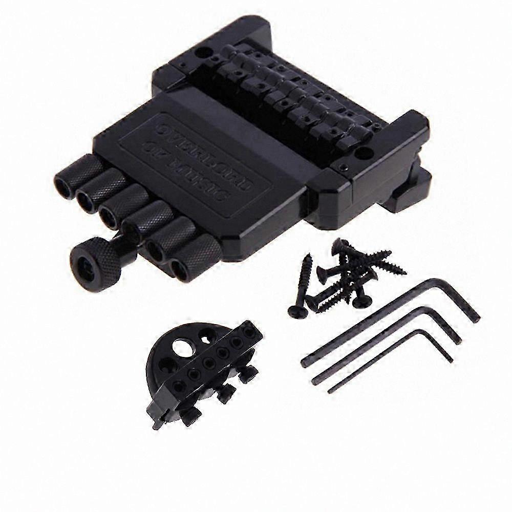 Black Electric Guitar Bridge Tailpiece Set with 6 String Saddles for Headless Guitar Parts Replacement